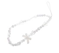 WOONEKY Cordon Téléphone Portable Avec Nœud Perles Artificielles Lanière Pour Étui De Téléphone Pendentif Mode Femme Blanc
