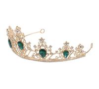 WOONEKY Couronne Mariage Rétro Alliage avec Grandes Pierres Précieuses Accessoire Cheveux pour Femmes Diadème Élégant pour Mariage et Fête