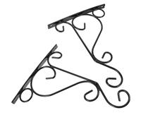 WOONEKY Crochet Mural en Fer Noir pour Lanterne et Lumière, Support Robuste Structure Triangulaire, Design Rustique et Forme Compacte pour Jardin et Maison, Lot de 2 Pièces