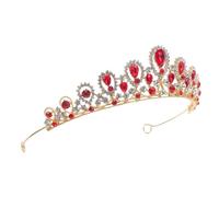 WOONEKY Diadème Baroque Couronne en Strass Rouge et Doré Serrage-Tête Mariage Princesse Accessoire Coiffure Luxe Léger pour Cérémonie Bandeau de Mariée Élégant pour Bal et Fête