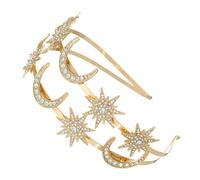 WOONEKY Double Layer Star And Moon Headband For Women Metal Bridal Crown Hair Accessory Elegant Wedding Headpiece With Stability And Comfort Bohemian Party Decoration
