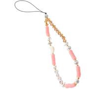 WOONEKY Dragonne Téléphone Perlée Kawaii Perles et Pâte Polymère Bracelet Poignet Léger Anti-perte pour Smartphone Accessoires Rose pour Usage Extérieur