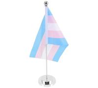 WOONEKY Drapeau Bureau Arc-en-ciel avec Support Décoratif pour Table Symbole de Fierté et Diversité pour Réunions et Bureaux