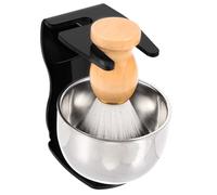 WOONEKY Ensemble Blaireau Et Bol à Raser Taille Standard Pour Homme Augmentation Mousse Support En Acier Inoxydable Kit De Rasage Pour Soins Quotidiens Barbe