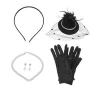 WOONEKY Ensemble Chapeau Et Tea Party Accessoires Style Années 1920 Collier Et Boucles D'oreilles Pour Les Occasions Festives