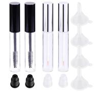 WOONEKY Ensemble de Tubes Vides Transparents 12 Pcs 10 Ml pour Mascara et Eyeliner Entonnoirs Assortis, Bouchons Noirs et Blancs, Kit de Maquillage Voyage et Soin des Couleur Aléatoire