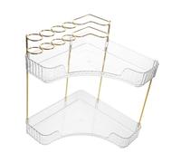 WOONEKY Étagère Angle Transparente Multi Salle de Bain Rangement Cosmétique et Brosse à Dents Support Maquillage et Soins Peau Organisateur et Facile à Nettoyer