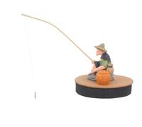 WOONEKY Figurine de Pêcheur Flottante en Écume Traditionnelle pour Décoration D'aquarium, Design Facile à Installer, Style Ancien Chinois Zen pour Paysage D'aquarium