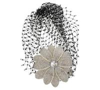 WOONEKY French Vintage Sparkly Hair Accessories Rhinestone Flower Headpiece Mesh Net Hat Elegant Bridal Anniversary Wedding Hairpiece