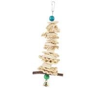 WOONEKY Jouet à Mâcher pour Oiseau en Os De Seiche Naturel 25 Cm Suspendu Clochette Jouet Résistant pour Perroquet Fournitures Ludiques pour Cage d'oiseaux