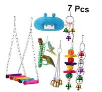 WOONEKY Jouets à Mâcher Suspendus pour Perruches Balancoire Acier Inoxydable et Accessoires Colorés pour Cage et Jardin Parfait pour Aventure Divertissement des Oiseaux