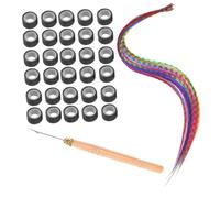 WOONEKY Kit Extensions de Cheveux Colorés avec Teintes Outils pour Coiffure avec Crochets et Micro Anneaux Extensions Synthétiques pour Filles et Femmes pour Cosplay et Fêtes