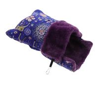 WOONEKY Lit pour Hamster en Coton Bleu Motif Cerf, Design Suspendu Sécurisé, Accessoires Sangles et Clips, pour Cage d'animaux en Hiver