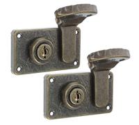 WOONEKY Loquet de Sécurité en Fer 2 Pièces Serrure Vintage pour Bagages et Coffrets Design Portable Léger