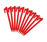 WOONEKY Lot de 100 Piquets d'ancrage Rouges en Plastique Haute Résistance, Piquets de Tente de Camping et Plage, Fixation Solide pour Tente, Auvent et Bâche, Accessoires Indispensables