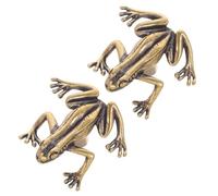 WOONEKY Lot de 2 Boutons de Tiroir en Laiton Massif Forme Grenouille, Finition Vintage Patinée, Bouton Seul Trou, Poignées Décoratives pour Meuble Chambre et Armoire, Quincaillerie Solide