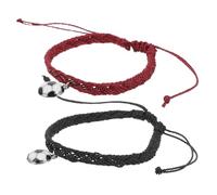 WOONEKY Lot de 2 Bracelets Tressés en Ficelle Football pour Hommes et Adolescents Bracelets Sport Ajustables Noir et Rouge Accessoires pour Supporters et Présents Fête Football