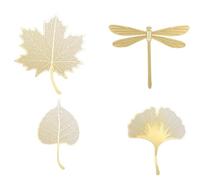 WOONEKY Lot de 2 Marque-Pages en Laiton Nervures de Feuilles Créatifs et Vintage Format Fin et Léger pour Étudiants et Lecteurs Accessoire de Lecture Élégant et Pratique