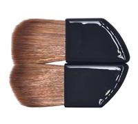 WOONEKY Lot de 2 Pinceaux de Maquillage Portable Petit Format, Applicateur Cosmétique en Nylon Doux, Manche Plastique Oblique, pour Fard à Joues et Fond de Teint, Paquet de Voyage, Usage