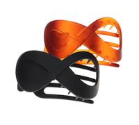 WOONEKY Lot de 2 Pinces à Cheveux en Plastique Robuste Petites Barrettes à Cheveux Plates 8 Formes Noir Mat et Café Gelée Épais Femme Usage Quotidien Salon Coiffure