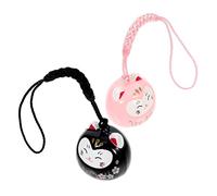 WOONEKY Lot de 2 porte-clés avec petit pendentif en forme de chat - Porte-clés - Porte-clés de voiture - Porte-monnaie - Charme - Feng Shui - Clochette en forme de chat