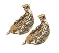 WOONEKY Lot de 2 Porte-Clés Breloques Poisson en Laiton Massif Pendentifs Vintage Style Chinois Mini Décorations pour Bijoux Bracelets et Accessoires de Fabrication de Bijoux Symboles