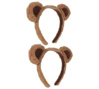 WOONEKY Lot de 2 Serrage-Têtes Oreilles D’Ours en Peluche Couleur Café Bandeau Spa Doux Visage Accessoire Cosplay Kawaii Lolita pour Fêtes Maquillage et Soins du Visage