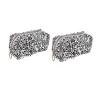 WOONEKY Lot De 2 Trousses De Toilette Carrées À Paillettes pour Femmes De Rangement De Maquillage Tendance Trousse De Toilette De Voyage Style Aléatoire