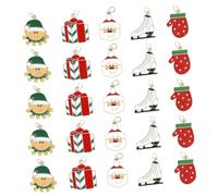 WOONEKY Lot de 25 Pendentifs Boucles D’Oreilles de Noël en Alliage Accessoires Bijoux DIY Motifs Elfes Pères Noël Moufles Chaussures de Ski et Boîtes Présents Décoration Festive