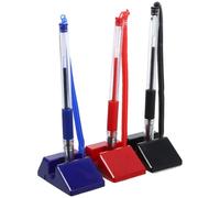 WOONEKY Lot de 3 Stylos de Sécurité pour Comptoir avec Support en Plastique, Encre Gel Lisse, Couleurs Noir Bleu Rouge, Stylo Antivol pour Bureau Réception Banques Hôtels Écoles, Usage