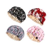 WOONEKY Lot de 4 bonnets de nuit en satin pour femme bonnet réglable bonnet de à double couche pour la des cheveux antidérapant doux pour la nuit
