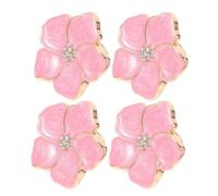 WOONEKY Lot de 4 Poignées de Meuble Rose en Alliage de Zinc Boutons de Tiroir de Pétales de Fleurs Poignée Trou Adaptées Cuisine Chambre d'Garçon et Filles et Placards