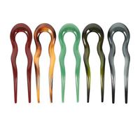 WOONEKY Lot de 5 Épingles à Cheveux Vintage en Plastique Brillant Forme de U Grandes Tailles Couleurs Variées Maintien pour Chignons Accessoires Coiffure Mariage et Fête