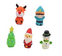 WOONEKY Lot de 5 Marionnettes à Doigts en Silicone Souple pour Garçon et Filles Éducatif Interactif de Noël Mini Poupées Colorées pour Narration et Développement Créatif des Tout-Petits