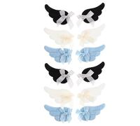 WOONEKY Lot de 6 Pinces à Cheveux Ailes D’ange Plates pour Femmes - Accessoires Coiffure Mariage et Soirée - Couleurs Noir, Blanc et Bleu - Légères et Confortables pour Cosplay et Fêtes