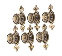 WOONEKY Lot de 6 Poignées de Tiroir en Laiton Antique Style Européen Finition Bronze Vieilli un Trou pour Meubles Cuisine Salle de Bain et Commode Poignées Vintage Robustes et
