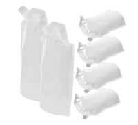 WOONEKY Lot De 6 Sachets Rechargeables 1l à Bec Incliné Blanc Crème, Pochettes Compressibles Pour Cosmétiques De Voyage, Contenants De Toilette Pratiques Pour Shampooing Et Gel Bain