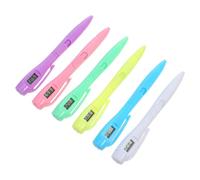 WOONEKY Lot de 6 Stylos à Bille avec Horloge Numérique Intégrée Stylo Temporel Portable pour Étudiants Pointe Fine Plastique Résistant Encre Bleue pour Examens et Gestion du Temps