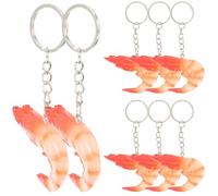 WOONEKY Lot de 8 Porte-Clés Décoration Créative de Crevette Artificielle Pendentif de Paquet Compact et Solide Ornement Suspendu pour Paquet à Dos Clé ou Décoration Intérieure Voiture