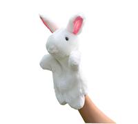 WOONEKY Marionnette Main Peluche Lapin Blanc Mignon Doux pour Garçon Fille Accessoire Interactif de Conte Améliore Communication Parent-garçon Fille et Sûr