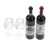 WOONEKY Mini Bouteilles Vin avec Verres Décorations Réalistes pour Maison de Poupées Accessoires Scène DIY Coffret avec Bouteilles et Verres