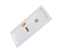 WOONEKY Mini Porte de Maison à Bricoler en Bois Blanc 4 Compartiments Modèle Miniature Décoratif pour Maison de Poupée Accessoire Artisanal et Ornement Jardin Féerique