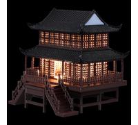 WOONEKY Miniature Pagode Chinoise Décorative pour Jardin, Bureau, Marron | Peinte à Main, Usage Eau et Terre, Pose Stable, pour Table et Bonsaï