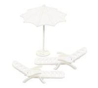 WOONEKY Miniature Transat et Parasol Décoratif pour Maison de Poupée Kit Décoration Miniature Plage Chaise Longue Légère et Portable pour Bain de Soleil Décoration d'Été pour Fête et