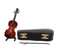 WOONEKY Miniature Violon Bois avec Archet et Étui Décoration Instrument de Musique pour Maison Bureau et Fête Modèle de Violon Ornement Musical