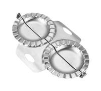 WOONEKY Moule à raviolis inox 304 argenté double tête, outil pour fabriquer des raviolis avec design festonné, accessoire cuisine pratique pour maison et restaurant