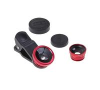 WOONEKY Objectif de Caméra de Smartphone pour Téléphone Portable, Clip, Grand Angle Macro Fisheye, Alliage D'aluminium, Rouge, Compatible Téléphones Mobiles, Photo Créative et Voyage
