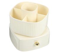 WOONEKY Organisateur de Maquillage Rotatif pour Coiffeuse Porte Pinceaux et Rangement Multi Compartiments Volume pour Bureau et Vanity Table Crème Double