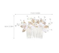 WOONEKY Peigne de Mariée Céramique avec Fleurs Perles et Perles de Riz Accessoire Élégant et Stable pour Coiffure de Mariage