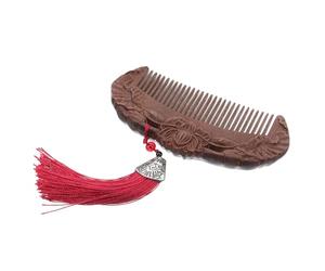 WOONEKY Peigne en Bois de Santal Naturel Sculpté à Fleurs 11 Water Lily Peigne à Dents Larges Antistatique pour Cheveux Bouclés de Poche Portable pour Massage du Cuir Chevelu et Voyage